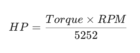 رابطه ریاضی بین اسب بخار و گشتاور